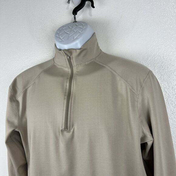 XGO Pullover Men Medium Beige Sweater 3/4 Zip UPF 50 Long Sleeve Fleece Lined - Picture 5 of 12